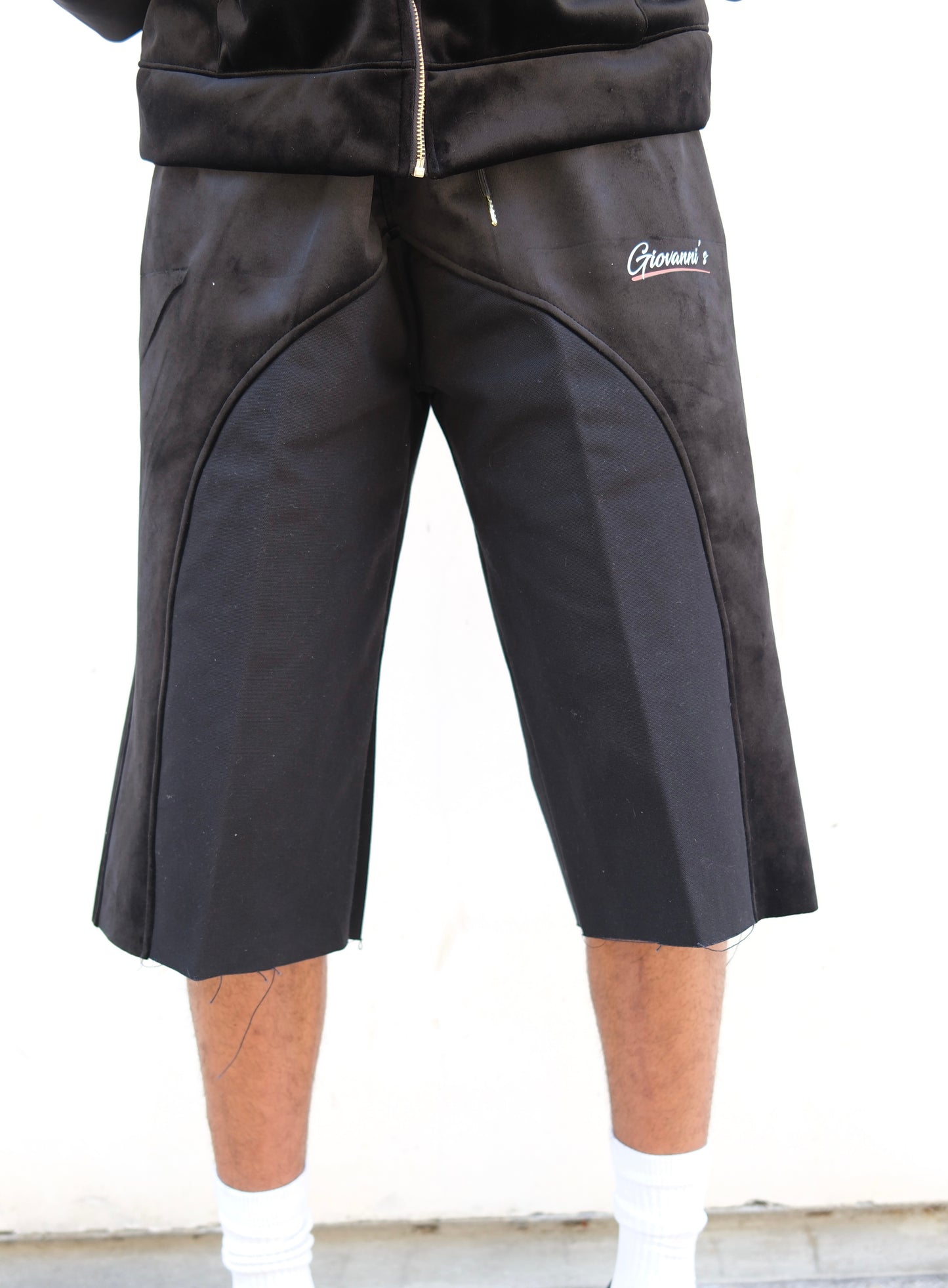 GIOVANNI'S BLACK VELVET& DENIM- SHORTS