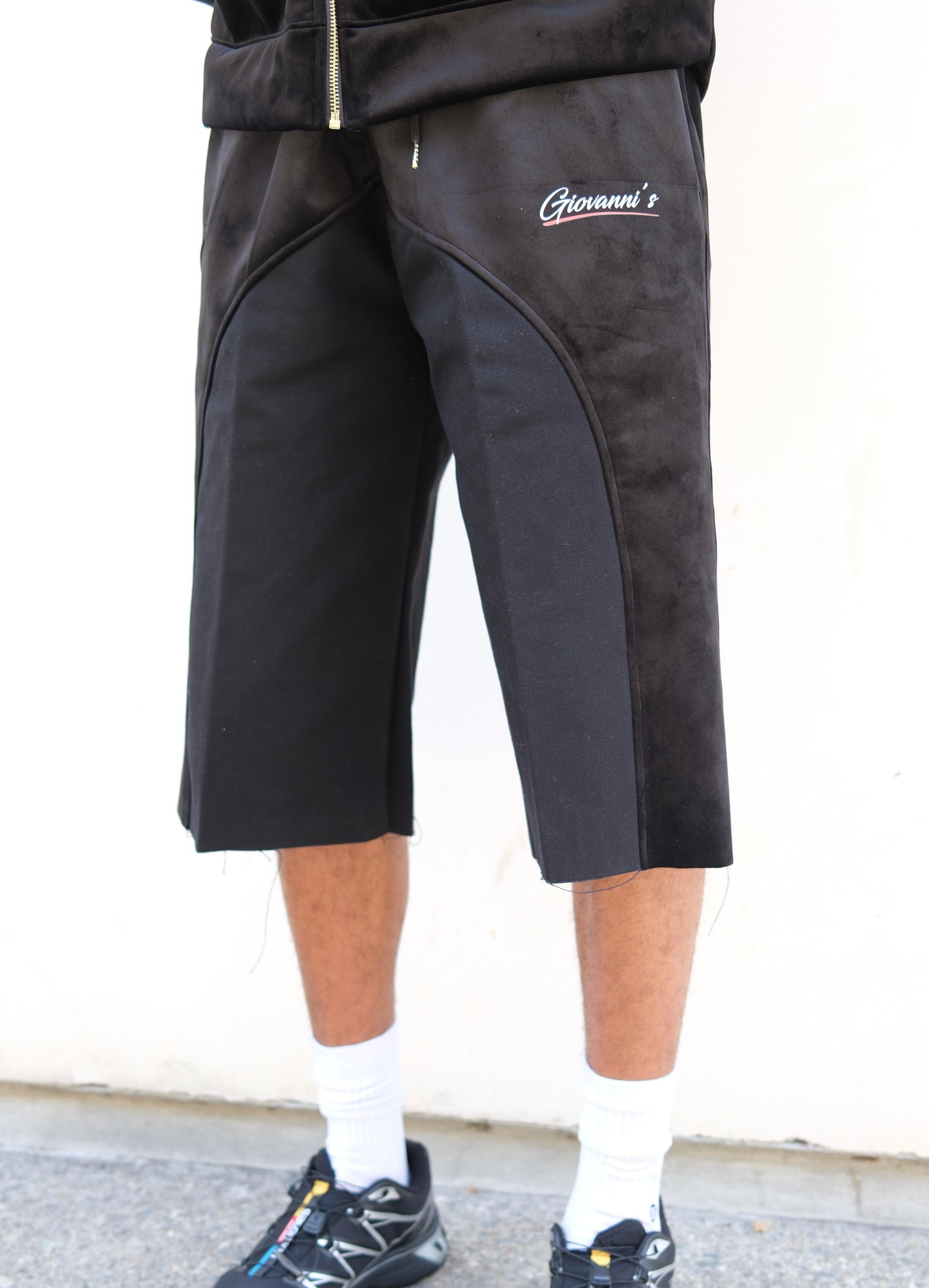 GIOVANNI'S BLACK VELVET& DENIM- SHORTS
