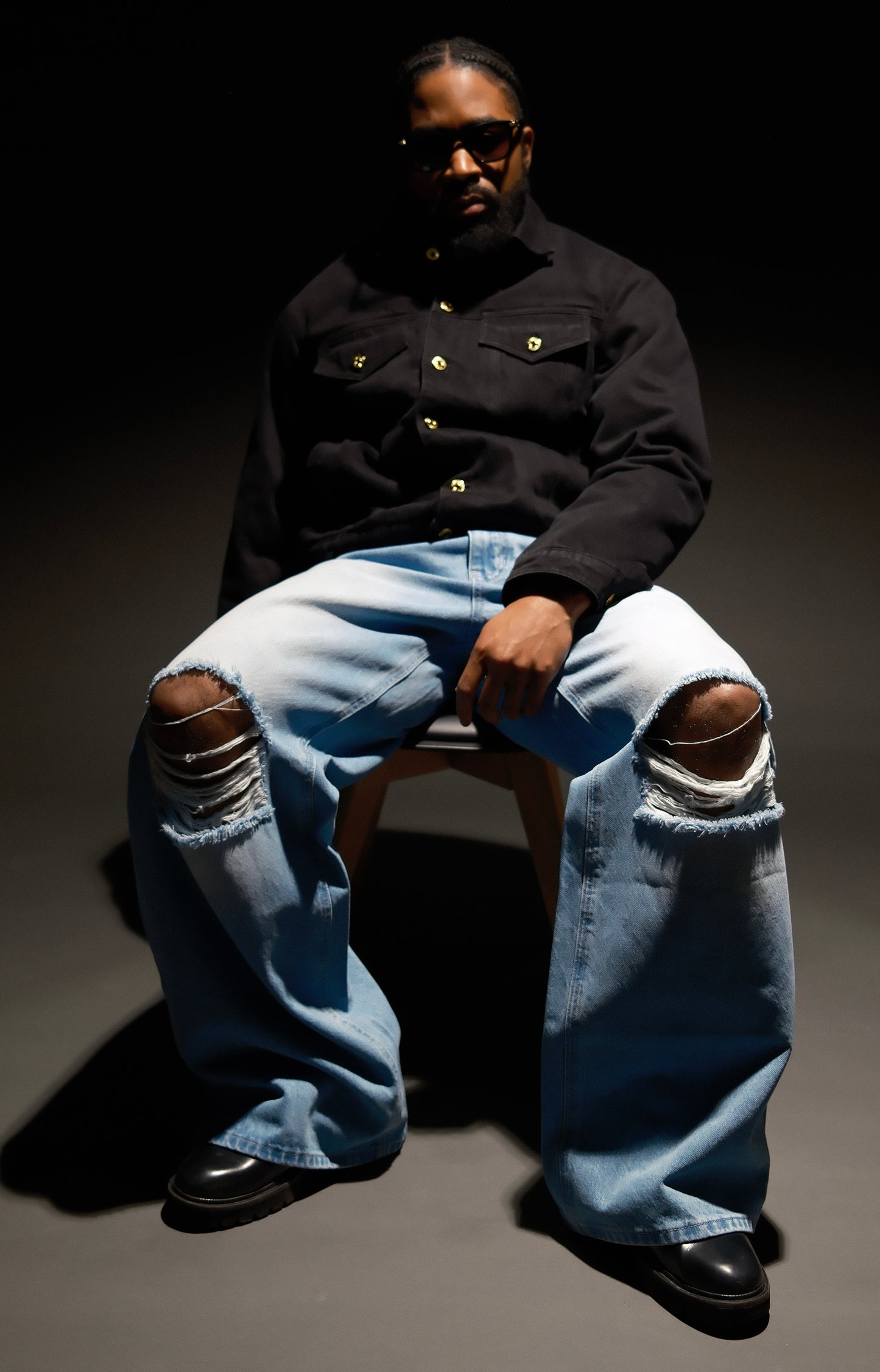 GIOVANNI'S BLUE RIPPED -  JEANS